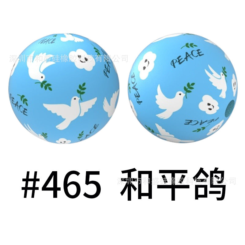 Wholesale 50pcs 16mm Colorful Silicone Water Transfer Beads Print Silicone Beads